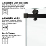 72*76"Fixed & Sliding Shower Door, Square Tube Hardware, Clear Glass Shower Door, 3/8 SGCC T3177P320618