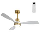 48 Inch Wood Ceiling Fan With 3 Solid Wood Blades Remote Control Reversible DC Motor For Living Room W882P294917