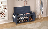 ZUN TREXM Retro Multifunctional Storage Bench with Cushion and Curved Side Panel for Entrance and Living N715P194061M