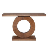 53.2in Modern Minimalist Wooden Console Table Circular Base Wooden Console Table Elegant W2729P270750