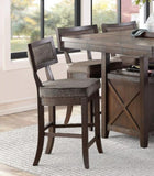 Rustic Aesthetic Dark Cherry Finish Counter Height Chair Set of 2 Wood Framed Nailhead Trim Fabric B011P184614
