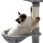 ZUN Multi-functional Cat Tree Tower with Sisal Scratching Post, 2 Cozy Condos, Top Perch, Hammock, 58860018