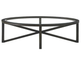 Modern simple coffee table, tempered coffee table solid wood base round transparent W487P317845