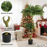 5FT Tall Artificial Plant Fake Potted Willow Tree Faux Green Silk Black Potted Plant for Indoor Home 04716653