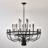 24-Light Black Chandelier Industrial Iron Candle Chandelier Modern Suspended Farmhouse Chandeliers W1592P263600