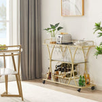 ZUN Electroplated Glass Bar Cart, With Wine Rack And Glass Holder, For Kitchen, Serving, Hotel Gold 59267450