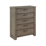 ZUN Rustic Gray Finish Bedroom Furniture 1pc Chest of 5 Drawers Planked Framing Wooden Storage Chest B011P183620