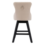 Swivel Velvet Barstools with Button Tufted Decoration and Wooden Legs, and Chrome Nailhead Trim, W1143P241329