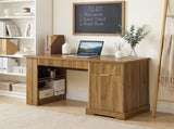 55" Modern Fluted Office Desk with Storage Cabinet & Drawers, Computer Writing Desk with Power W2917P494379