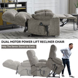 Brown Dual Motor Infinite Position Up to 350 LBS Chenille Power Lift Recliner Chair, Heavy Duty W3224P290202