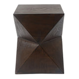 ZUN 14.25" Natural Wood Grain Finish Prismatic Symmetry Concrete Outdoor Side Table with Symmetric N767P192089W