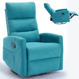 Manual Recliner Chair with Rocker and Swivel in Fabric for Living Room, Blue W3224P289294