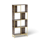 4-Tier Industrial Bookcase, Rustic Wood and Metal Frame, Asymmetrical Design, Display Storage W2167P192763