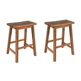 Farmhouse Rustic 2-piece Counter Height Wood Kitchen Dining Stools for Small Places, Walnut 33473961