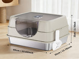 Galaxy stainless steel beige cat litter box, sturdy and durable, easy clean, odorless, non stick 42312819