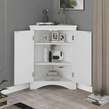 ZUN White Triangle Bathroom Storage Cabinet with Adjustable Shelves, Freestanding Floor Cabinet for Home WF291467AAK