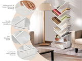 White Tree-Shaped Bookshelf, 10 Open Shelves & Foldable Fabric Drawer, Space-Saving Corner Design 35034916