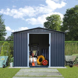 ZUN Outdoor Storage Shed 8 x 6 FT Large Metal Tool Sheds, Heavy Duty Storage House Sliding Doors 95564357