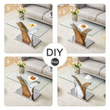 Rectangular Coffee Table.Tempered glass countertop, and artistic MDF legs,perfect for hosting W1151P216459