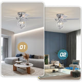 ZUN 5-blade 52-inch Chrome Ceiling Fan with 3-Light W1592P163922