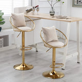 Off-White velvet bar chair, pure gold plated, unique design,360 degree rotation, adjustable W117064133