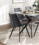 ZUN Modern Design Dining Chairs 2pc Set Gray Faux Leather Upholstery Black Metal Legs Kitchen Dining B011P238922