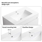 ZUN 24 Inch Wall Mounted Bathroom Vanity with White Ceramic Basin,Two Soft Close Cabinet Doors, Solid 87556191