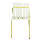 Summer - 4-Pack Modern Striped Color Block Chairs - Waterproof PP Seat & Sturdy Metal Legs, W3450P322877