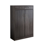 ZUN Shoe Cabinet, Two Door Storage Cabinet with Two Drawers, fits 15 Pair of Shoes- Distressed Grey B107130828