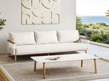 Calarono 2pc Teak & Aluminium Outdoor Sofa and Coffee Table Patio Set Sand Dune Chenille B2719P320845