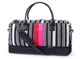 Canvas Weekender Bag, Overnight Travel Carry On Duffel with Shoe Pouch and Toiletry Bag-Stripes 71207377