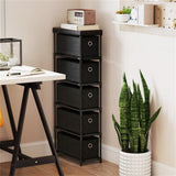 Modern Minimalist Chest of Drawers - 5 Drawers Countertop, Industrial Wood Top, Versatile as Side 52539284