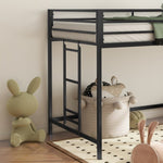 ZUN Adam sturdy junior twin loft bunk black for kids with easy climbing ladder, space saving B083P168426