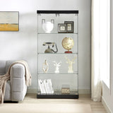 ZUN 4-Tier Glass Display Cabinet, Double Door Glass Cabinet, Four Partitions, Two Locks, Floor Standing 54482700