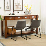 Lotusville Vintage PU Leather Dining Chairs, Set of 2, Antique Grey T2574P164554