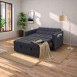 ZUN Stylish black Pull-Out Sofa Bed with Woven Polyester Fabric & Solid Wood Frame W2297P211256