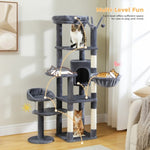 ZUN 59" Cat Tree,Cat Tower for Large Cats,Multi-Level Cat Tower 3 Removable Pompom Sticks,Cat Condo 98707781