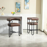 ZUN House Hold Bar Set of 1, Modern Bar Stool with Back, Black Metal Frames, Upholstered Bar W1588P207630