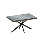 ZUN 55.11" -70.86"Retro Rectangular Stretch Dining Table,Dark Grey stone Top And Relief Plate, W757P209558