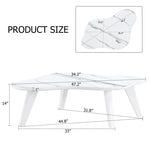 ZUN Modern minimalist white imitation marble tabletop coffee table. Solid wood spray painted desk legs, W1151P165879