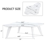 ZUN Modern minimalist white imitation marble tabletop coffee table. Solid wood spray painted desk legs, W1151P165879