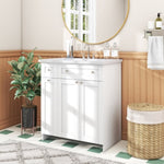 ZUN 30-Inch White Bathroom Vanity with Ceramic Sink Combo, Abundant Storage Cabinet - 2 Soft close Doors WF532032AAK