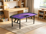 72" Foldable Poker Table, Casino-Grade Felt Surface with 8 Cup Holders, Seats 8 Players, Dark Blue 56379146