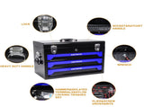 20'' Portable 3-Drawer Steel Toolbox, 4 Layers of Tools with Metal Latches, with Top Storage Tray W1102111196
