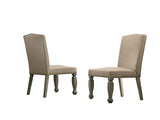 Breda Antique Gray Finish Upholstered Nailhead Dining Chair, Set of 2 T2574P164568