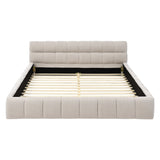 Queen Size Upholstered Bed Frame Thick Fabric, Chenille Fabric Grounded Queen Size Platform Bed 09509443