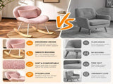 25.59"W x 33.66"D x 29.53"H Indoor Teddy Fabric Rocking Chair, Soft Fluffy Lounge Rocker with White 96668608
