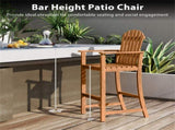 31" Seat Height Outdoor Bar Stool, Slatted Design Ergonomic Tall Chair for 40"-43" Bar Table 72391840