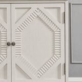 33.6" Retro Wooden Sideboard Buffet Cabinet with Storage, Symmetrical Geometric Accent Display W1801P346237