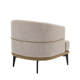 Modern Two-tone Barrel Fabric Chair, Upholstered Round Armchair for Living Room Bedroom Reading 15576064